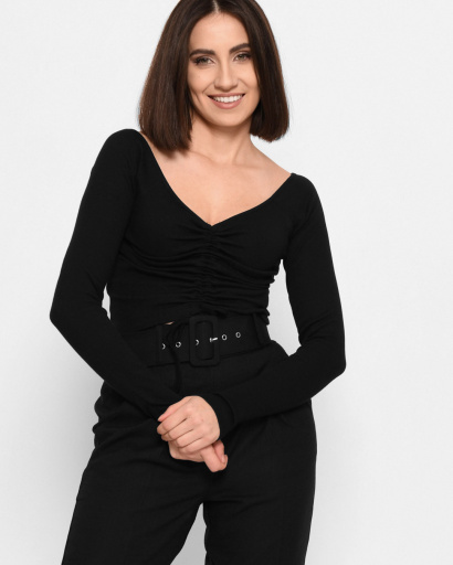 Черный топ на завязке с вырезом 43293, Цвет: Черный, Размер: L, изображение 3