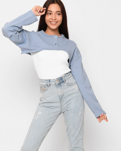 Стильный топ-болеро 43304, Цвет: Голубой, Размер: S, изображение 2