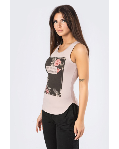 Майка рожева "Feeling good, living better" 33842, Колір: Світло-рожевий, Розмір: XS, зображення 2