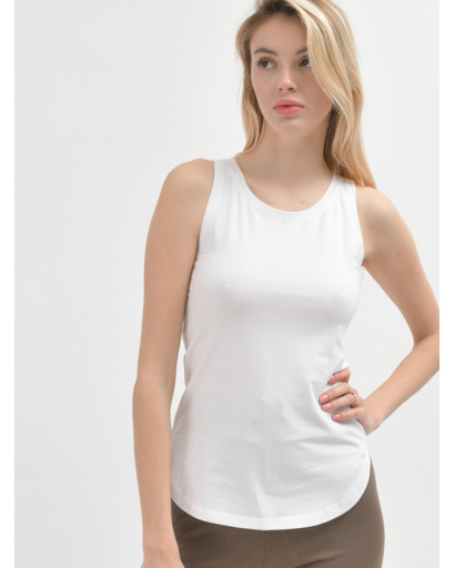 Облягаюча біла майка 55394, Колір: Білий, Розмір: XS, зображення 2