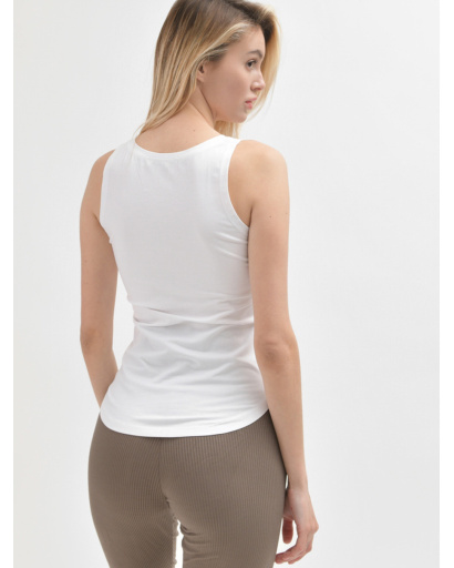 Облягаюча біла майка 55394, Колір: Білий, Розмір: XS, зображення 3