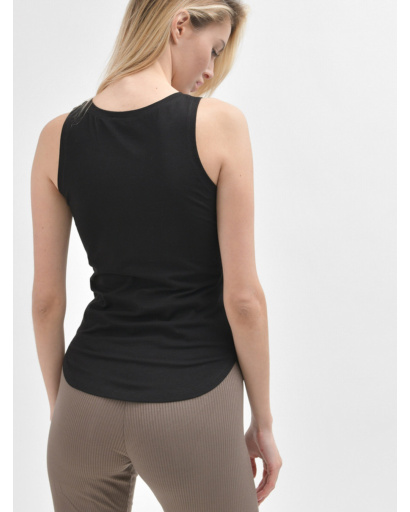 Облягаюча чорна майка 55395, Колір: Чорний, Розмір: XS, зображення 3