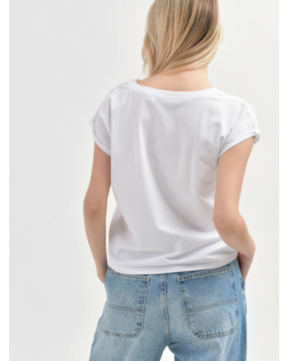 Базовый женский белый топ с короткими рукавами 55397, Цвет: Белый, Размер: XS, изображение 3