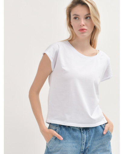 Базовый женский белый топ с короткими рукавами 55397, Цвет: Белый, Размер: XS, изображение 4