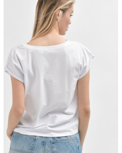 Базовый женский белый топ с короткими рукавами 55397, Цвет: Белый, Размер: XS, изображение 5