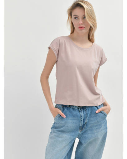 Базовий жіночий рожевий топ із короткими рукавами 55399, Колір: Світло-рожевий, Розмір: XS, зображення 2