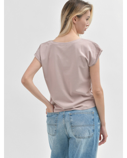 Базовий жіночий рожевий топ із короткими рукавами 55399, Колір: Світло-рожевий, Розмір: XS, зображення 3