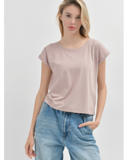 Базовий жіночий рожевий топ із короткими рукавами 55399, Колір: Світло-рожевий, Розмір: XS, зображення 4