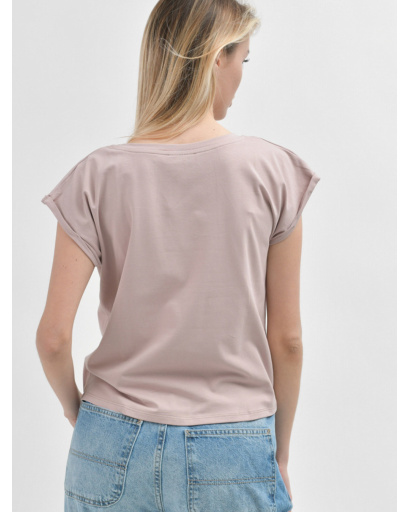 Базовий жіночий рожевий топ із короткими рукавами 55399, Колір: Світло-рожевий, Розмір: XS, зображення 5