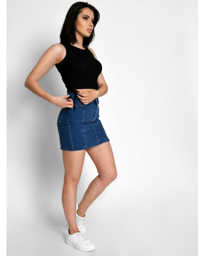 Женский черный топ в рубчик 55175, Цвет: Черный, Размер: XL, изображение 2