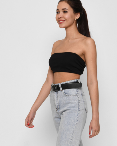 Базовый черный топ бандо 38617, Цвет: Черный, Размер: XS, изображение 2