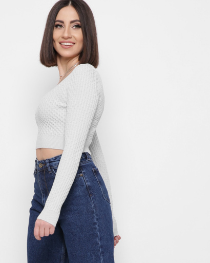 В'язаний сірий топ з рукавами 43339, Колір: Сірий, Розмір: ONE SIZE, зображення 4