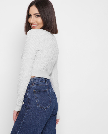 В'язаний сірий топ з рукавами 43339, Колір: Сірий, Розмір: ONE SIZE, зображення 5