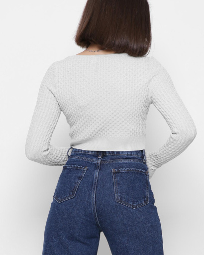 В'язаний сірий топ з рукавами 43339, Колір: Сірий, Розмір: ONE SIZE, зображення 6