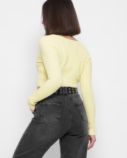 Вязаный желтый топ с длинными рукавами 43340, Цвет: Жёлтый, Размер: ONE SIZE, изображение 3
