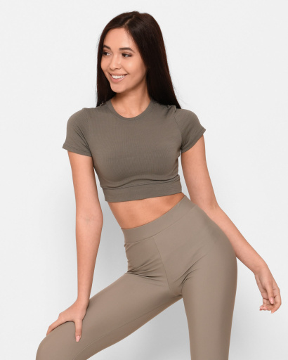 Топ хаки с короткими рукавами 43346, Цвет: Хаки, Размер: L, изображение 3