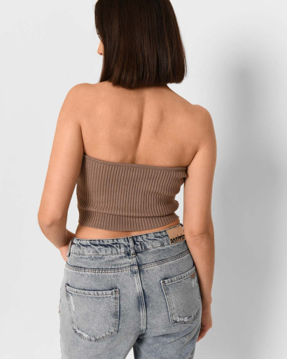 Стильний коричневий топ без рукавів 43360, Колір: Коричневий, Розмір: ONE SIZE, зображення 3