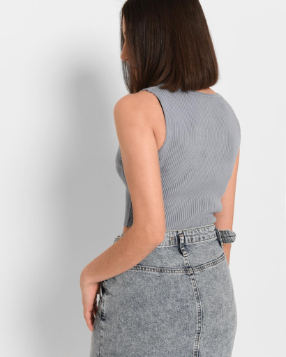 Облягаючий блакитний топ на застібці 43370, Колір: Блакитний, Розмір: ONE SIZE, зображення 4