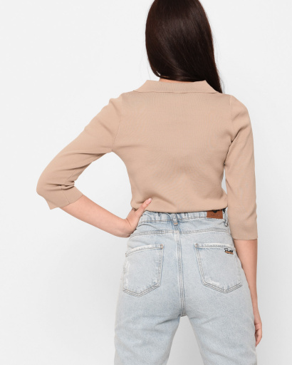 Бежевый топ на пуговицах 43029, Цвет: Бежевый, Размер: XS-S, изображение 3