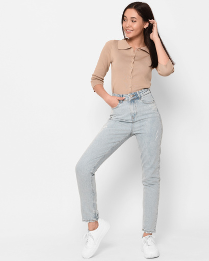 Бежевый топ на пуговицах 43029, Цвет: Бежевый, Размер: XS-S, изображение 4