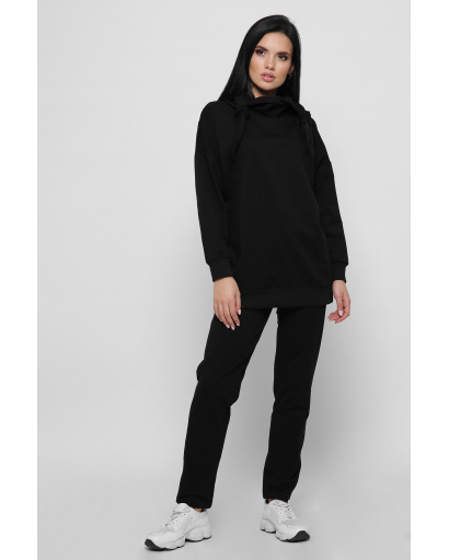 Стильний повсякденний костюм з худі 36282, Колір: Чорний, Розмір: S, зображення 2