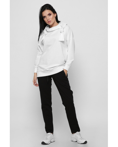 Стильный повседневный костюм с худи 36284, Цвет: Белый, Размер: XS, изображение 3