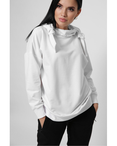 Стильный повседневный костюм с худи 36284, Цвет: Белый, Размер: XS, изображение 4