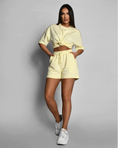 Летний желтый костюм в стиле оверсайз 55555, Цвет: Жёлтый, Размер: XS, изображение 3