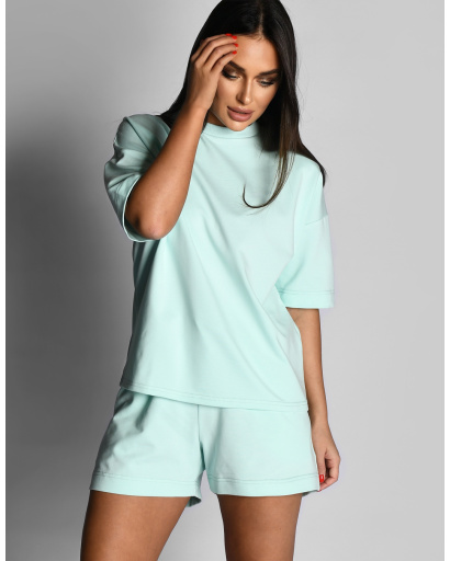 Летний мятный костюм в стиле оверсайз 55556, Цвет: Мята, Размер: S, изображение 3