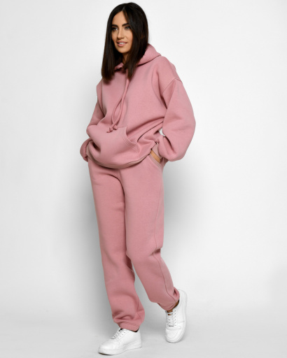 Теплий пудровий спортивний костюм 52678, Колір: Пудровий, Розмір: XS, зображення 4