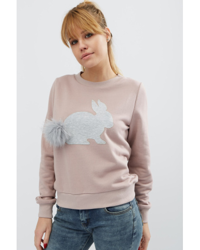 Свитшот с нашивкой "кролик" 29023, Цвет: Пудровый, Размер: XS, изображение 2