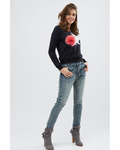 Свитшот с нашивкой "кролик" 29024, Цвет: Черный, Размер: M, изображение 4