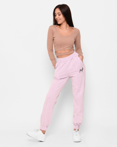 Спортивные штаны на манжетах 43082, Цвет: Лавандовый, Размер: S, изображение 4