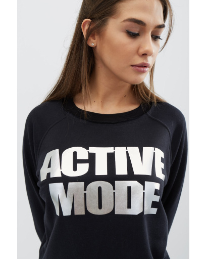 Чорний світшот з необробленим краєм 30482, Колір: Чорний, Розмір: S, зображення 4