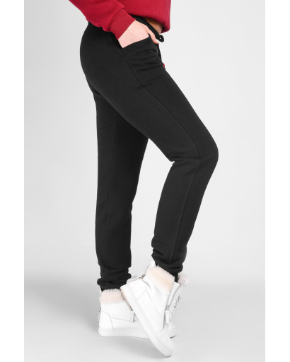 Спортивные брюки черного цвета на флисе 30484, Цвет: Черный, Размер: XS, изображение 2