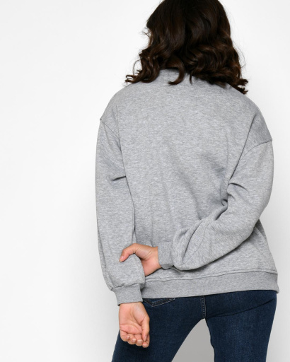 Теплый серый свитшот на флисе с вышивкой "Venice" 52338, Цвет: Серый, Размер: M, изображение 3