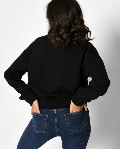 Женский черный свитшот с вышивкой "CHERRY" 52345, Цвет: Черный, Размер: M, изображение 3