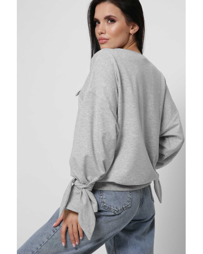 Серый свитшот с рукавами на завязках 36273, Цвет: Серый, Размер: XS, изображение 2