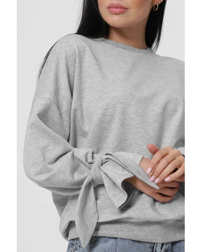 Серый свитшот с рукавами на завязках 36273, Цвет: Серый, Размер: XS, изображение 3