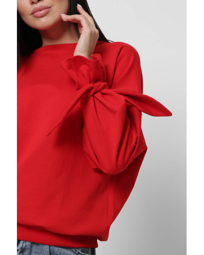 Червоний світшот на зав'язках 36275, Колір: Червоний, Розмір: XS, зображення 3