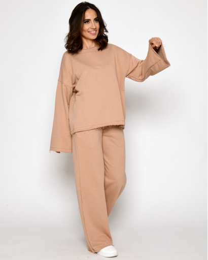 Удобный бежевый повседневный костюм 52348, Цвет: Бежевый, Размер: S, изображение 2