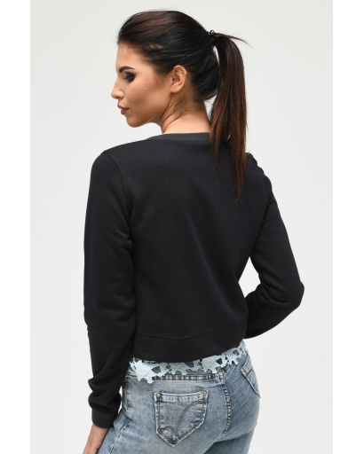 Короткий світшот вільного крою з принтом 31955, Колір: Графіт, Розмір: XS, зображення 4