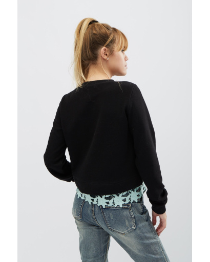 Короткий свитшот свободного кроя с принтом 31956, Цвет: Черный, Размер: XS, изображение 5