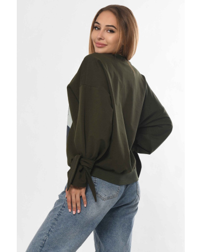 Свитшот хаки на завязках 36301, Цвет: Хаки, Размер: XS, изображение 5