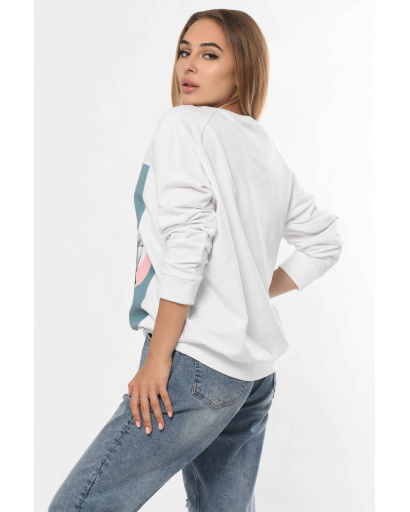 Білий світшот з абстрактним малюнком «танець» 36305, Колір: Білий, Розмір: L, зображення 3