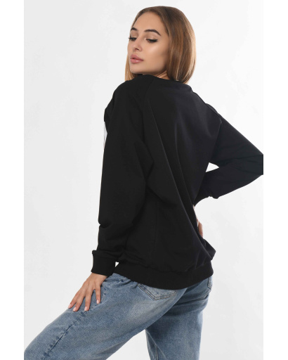 Черный свитшот – девушка с длинными волосами 36310, Цвет: Черный, Размер: XS, изображение 3