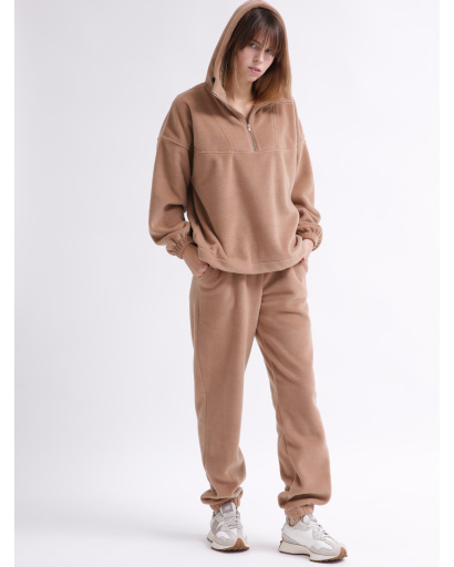 Женский бежевый флисовый костюм 55859, Цвет: Т. бежевый, Размер: L, изображение 2