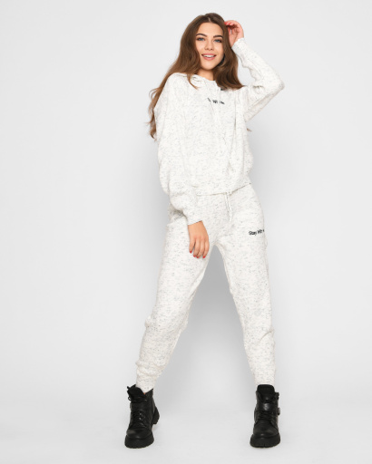 М`який меланжевий костюм з вишивкою 52061, Колір: Молочний, Розмір: ONE SIZE, зображення 4