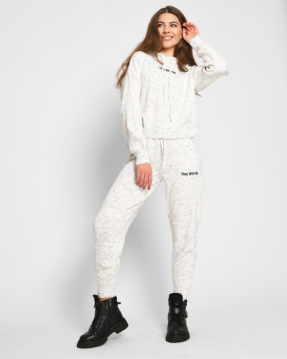 М`який меланжевий костюм з вишивкою 52061, Колір: Молочний, Розмір: ONE SIZE, зображення 6