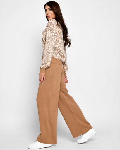 Женский костюм с пуловером и брюками палаццо 52080, Цвет: Бежевый, Размер: ONE SIZE, изображение 3